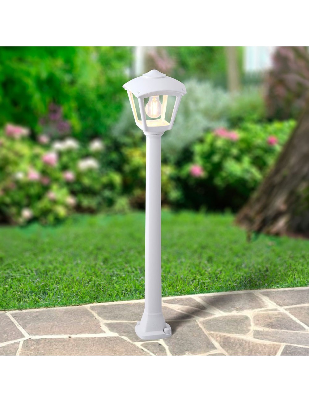Farol baliza con poste giaffa/roby, transparente, e27, blanco, 195 x 195 x 945 mm
