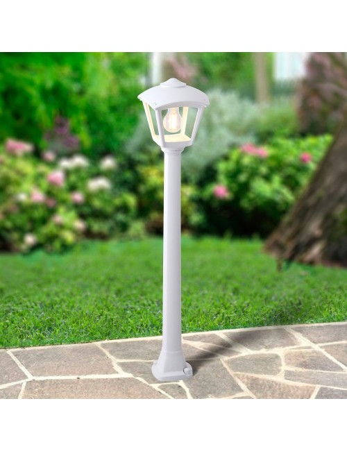 Farol baliza con poste giaffa/roby, transparente, e27, blanco, 195 x 195 x 945 mm