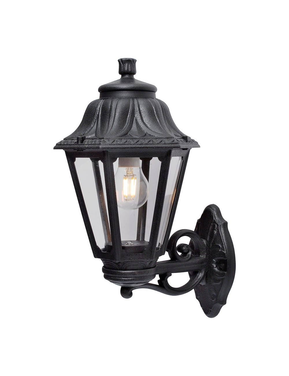 Farol pared con brazo bisso/anna, transparente, e27, negro, 220 x 275 x 450 mm