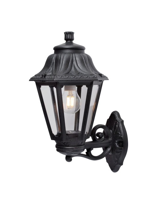 Farol pared con brazo bisso/anna, transparente, e27, negro, 220 x 275 x 450 mm