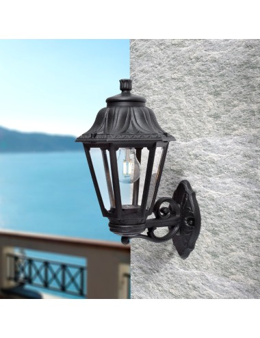 Farol pared con brazo bisso/anna, transparente, e27, negro, 220 x 275 x 450 mm