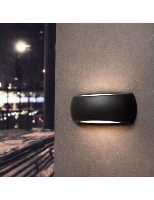 Aplique ovalado con visera francy, translúcido, e27, negro, 300 x 85 x 130 mm