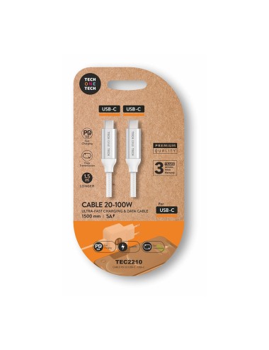 Cable usb-c a usb-c 20-100 w 5 a, blanco, 1,5 m