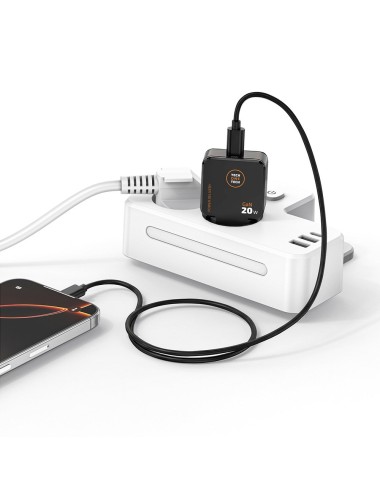 Cargador ultrarápido gan 20 w negro + cable usb-c 1 m