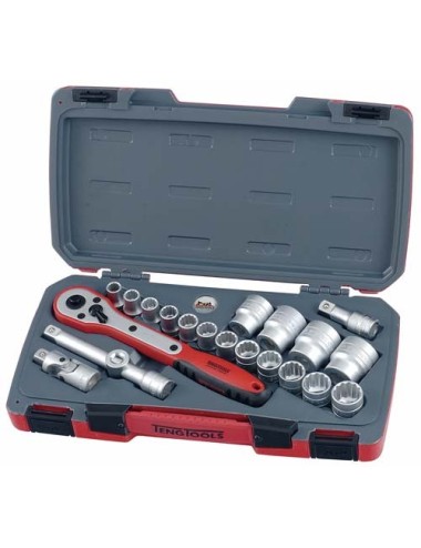 Juego de Llaves de Vaso Bihexagonal  1/2" T1221 21 Piezas