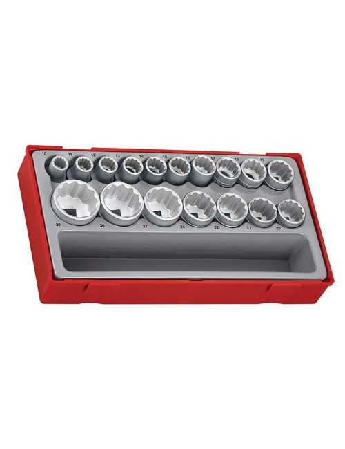 Juego de Vasos Bihexagonales TT1217 17PC 1\2" DR MM SKT SET TC-TRAY"