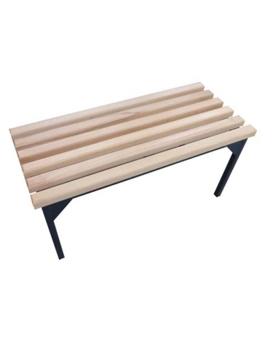 Banco con Base de Acero y Listones de Madera 900mm