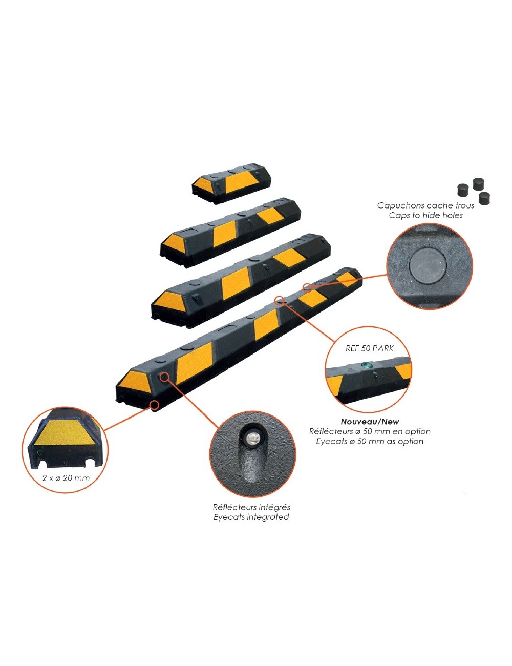 TOPE PROTECCION CAUCHO+ FIJACION ASFALTO-500x150x100mm
